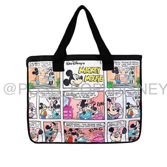 DISNEY Parks Mickey and Minnie retro style comic Cartoon Tote Travel day bag - Picture 1 of 3